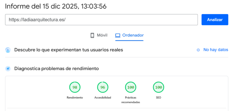Optimización web para estudio de arquitectura